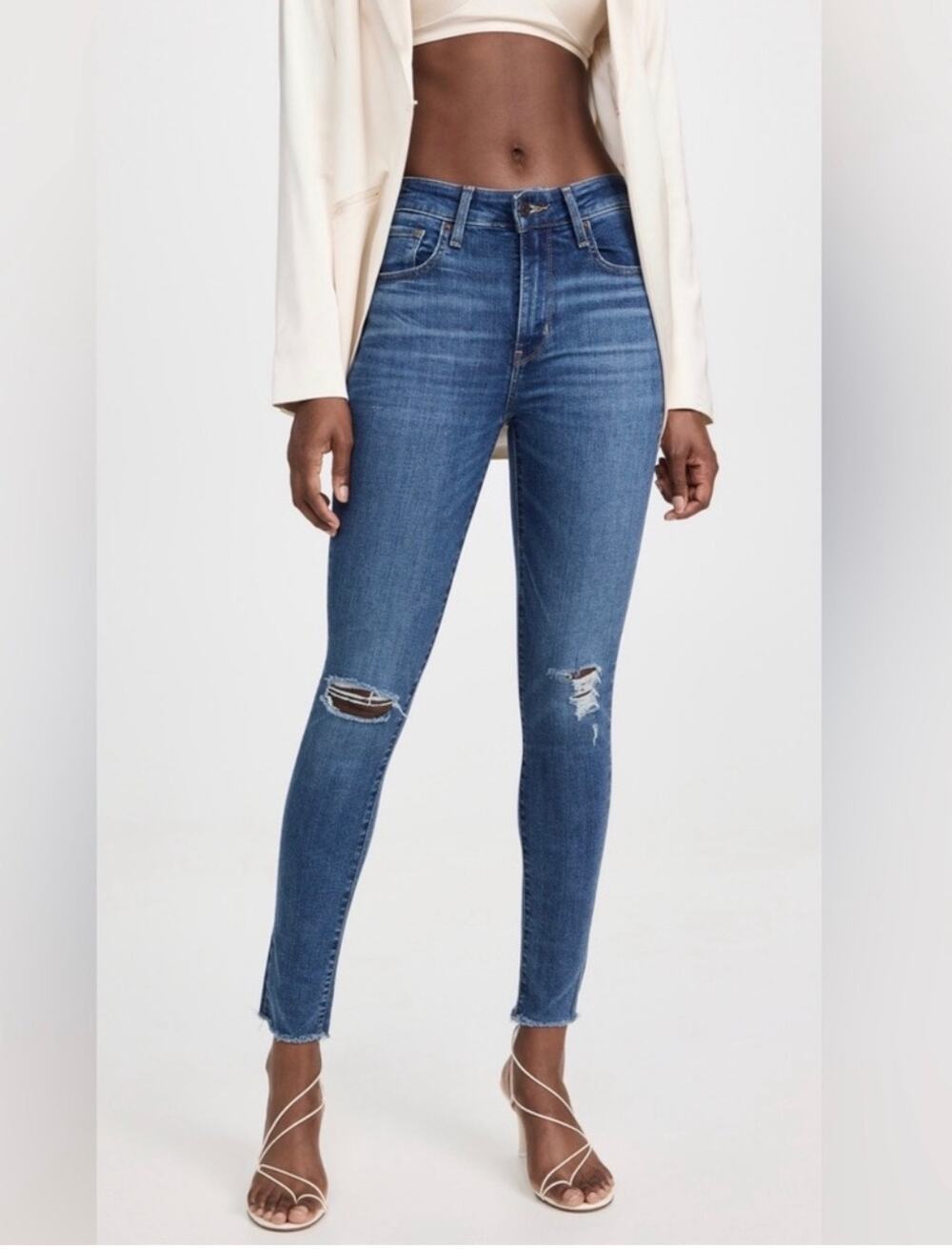 Levi’s 721 Women’s Distressed High Rise Ankle Skinny Jeans Size 25 NWT